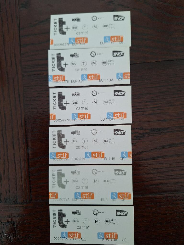 Metrokaartjes Parijs, Tickets en Kaartjes, Eén persoon, Trein, Met bestemming of datum