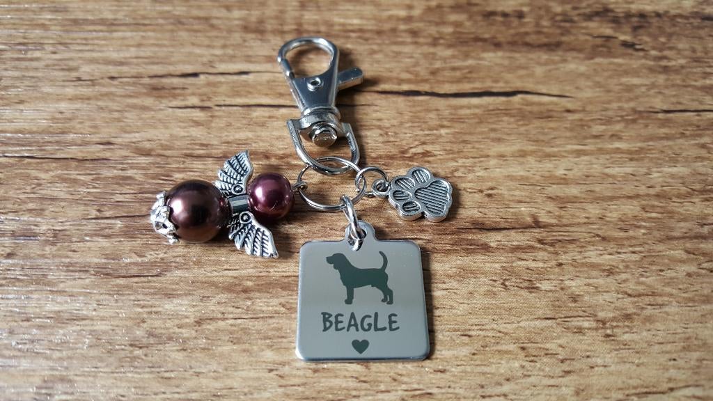 Tashanger Sleutelhanger Beagle RVS met beschermengeltje, Dieren en Toebehoren, Honden-accessoires, Verzenden, Nieuw