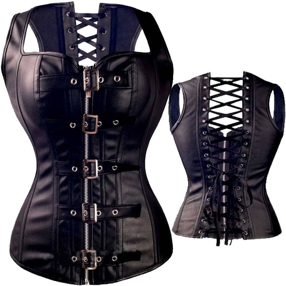Zwart korset (gothic leren corset steampunk), Verzenden, Zwart, Body of Korset