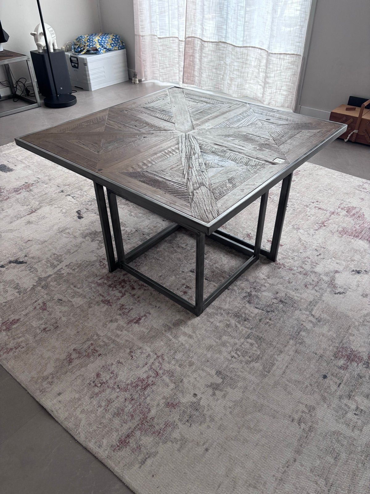 Salontafel Riviera Maison vierkant industriële stijl, Ophalen, Gebruikt, Vierkant, 50 tot 100 cm