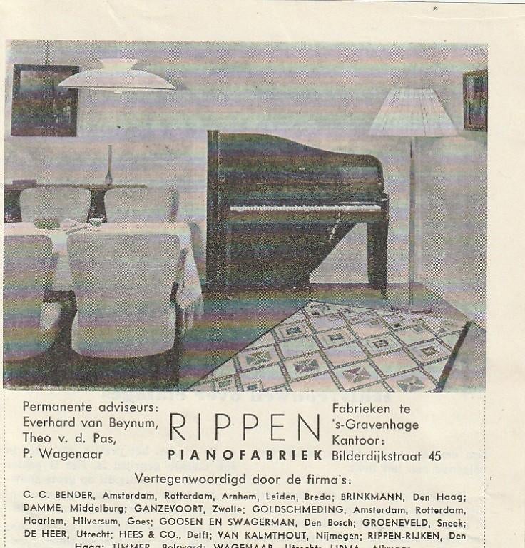 Retro reclame 1949 Rippen fabriek piano muziekinstrumenten, Verzamelen, Retro, Overige typen, Verzenden
