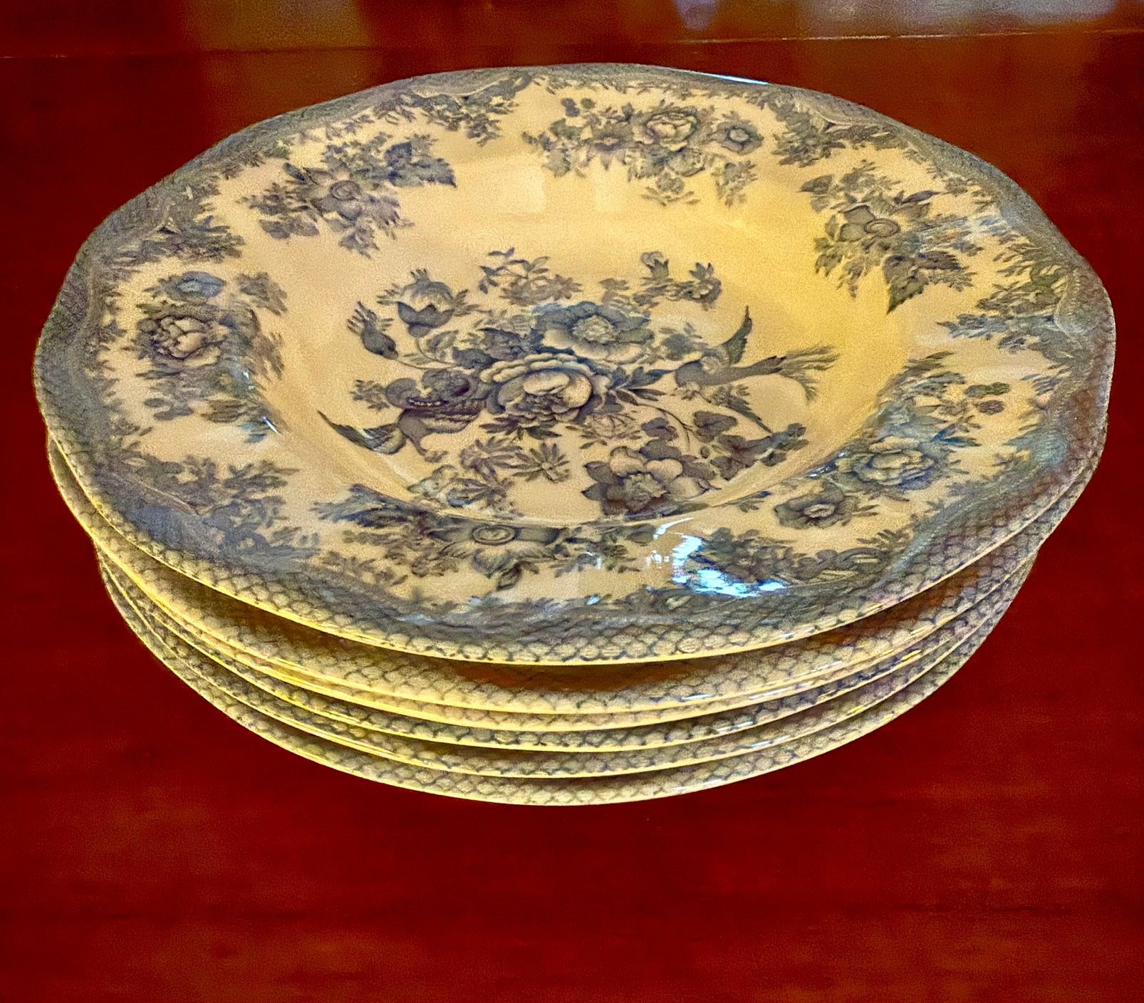 6 fraaie Unicorn tableware ‘Asiatic phaesants’ soepborden, Ophalen of Verzenden