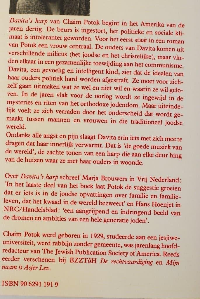 Boek: Davita's harp - Chaim Potok (1986), Verzenden, Zo goed als nieuw