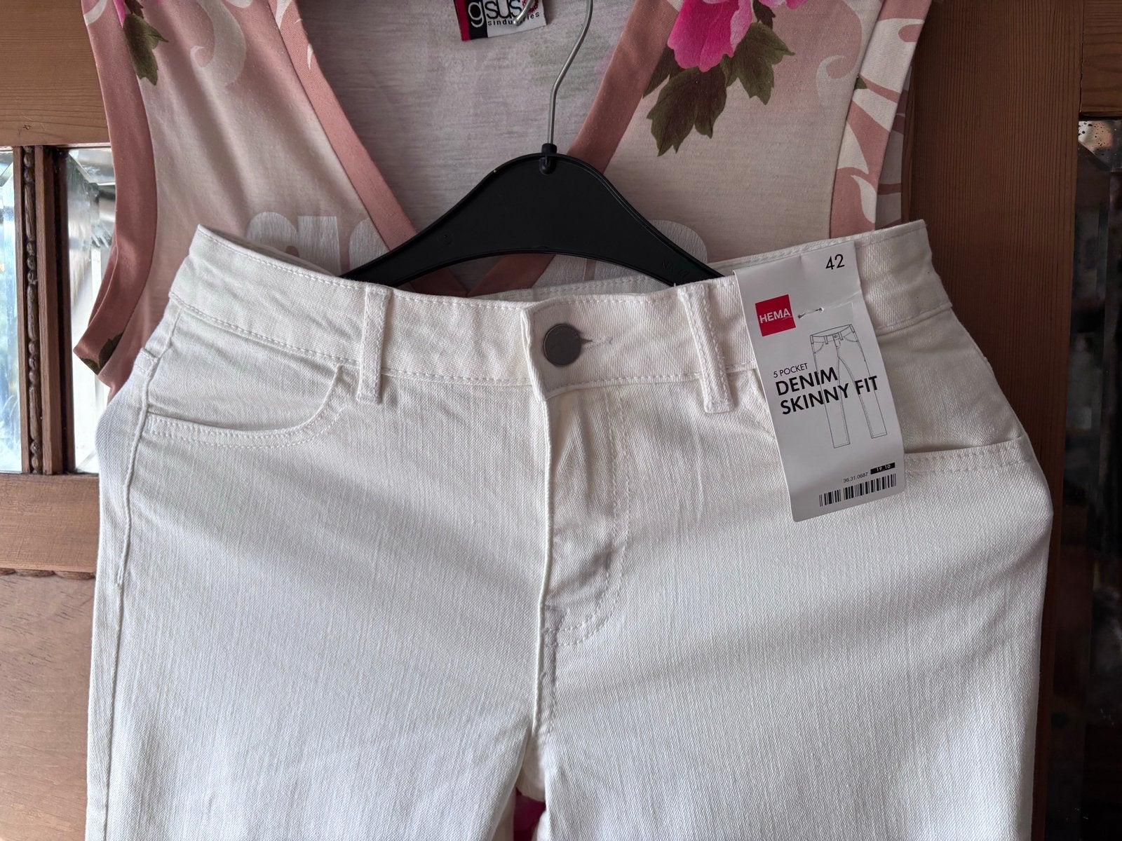 Hema Denim Skinny Fit Jeans - Maat 42, Wit, Maat 42/44 (L), Nieuw, Ophalen of Verzenden