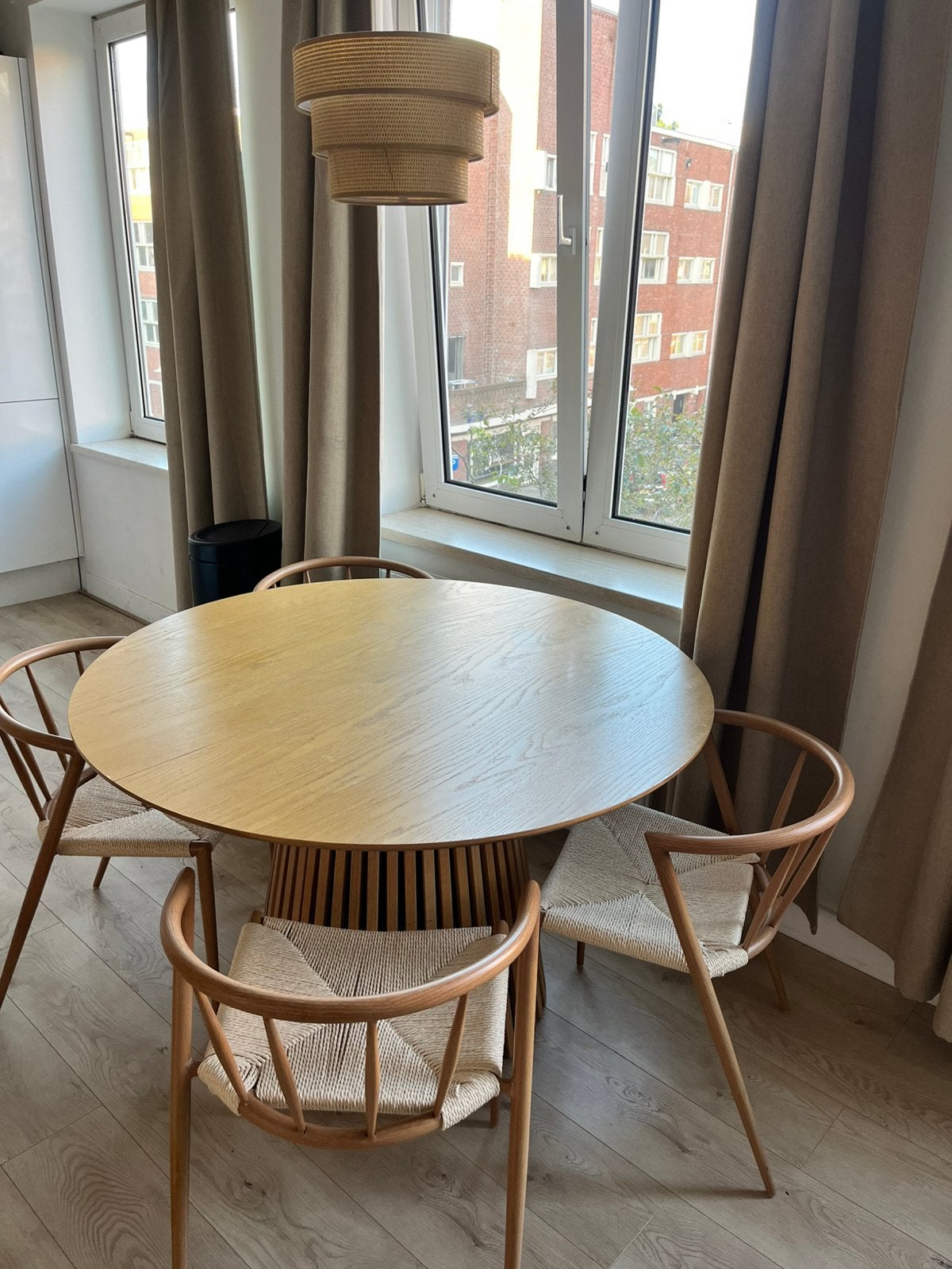 Ronde eikenhouten eettafel, Ophalen, Nieuw, Rond, 100 tot 150 cm