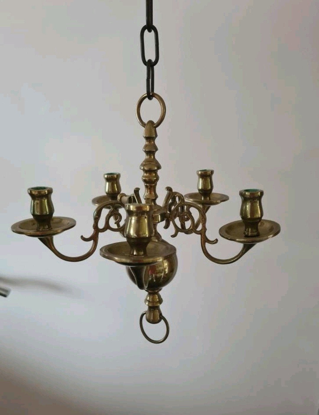 Oud-Hollandse bol kroonluchter. Brons., Ophalen of Verzenden