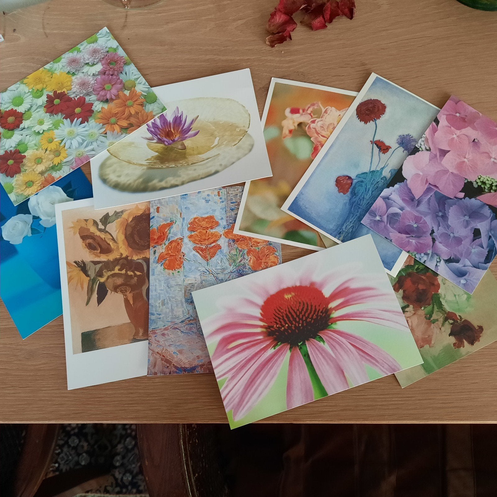 10 kunstkaarten "bloemen", Verzamelen, Ophalen of Verzenden, 1980 tot heden, Overige thema's
