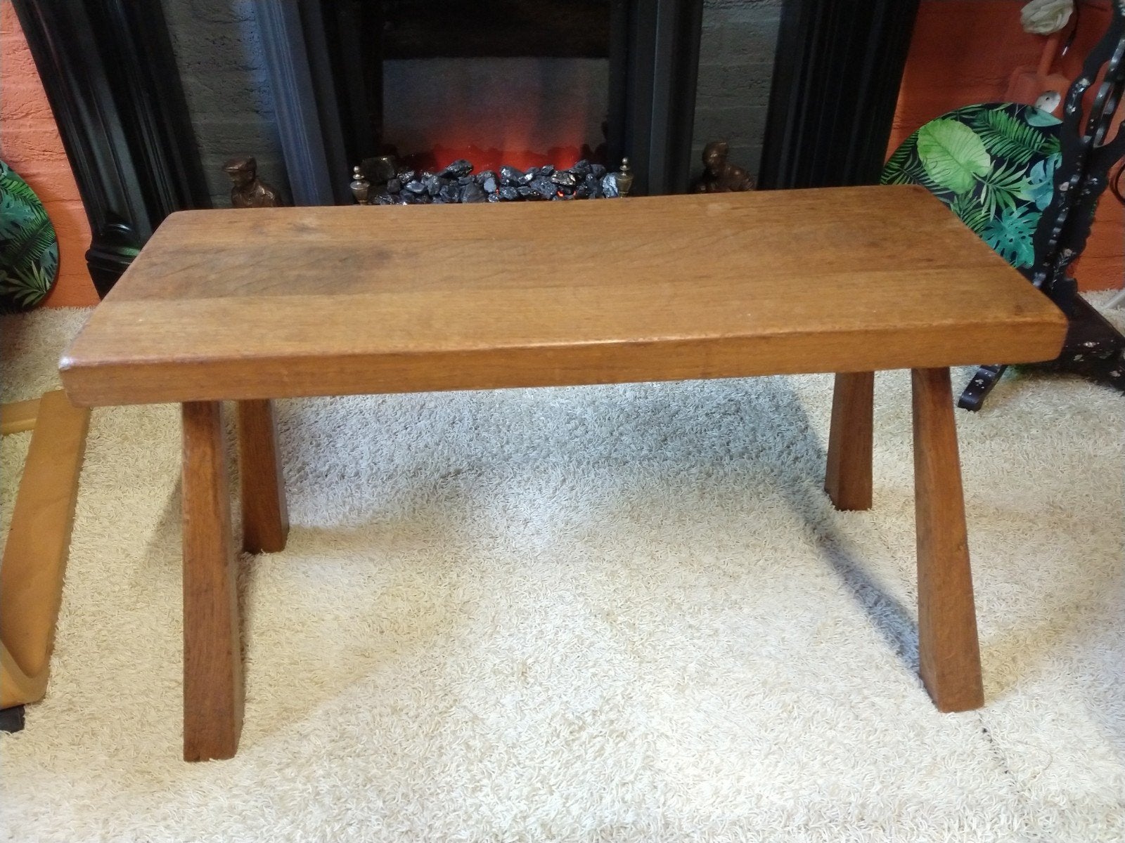 Brutalist Wabi Sabi bijzettafel massief eiken, Ophalen, Rechthoekig, 50 tot 100 cm, 50 tot 100 cm