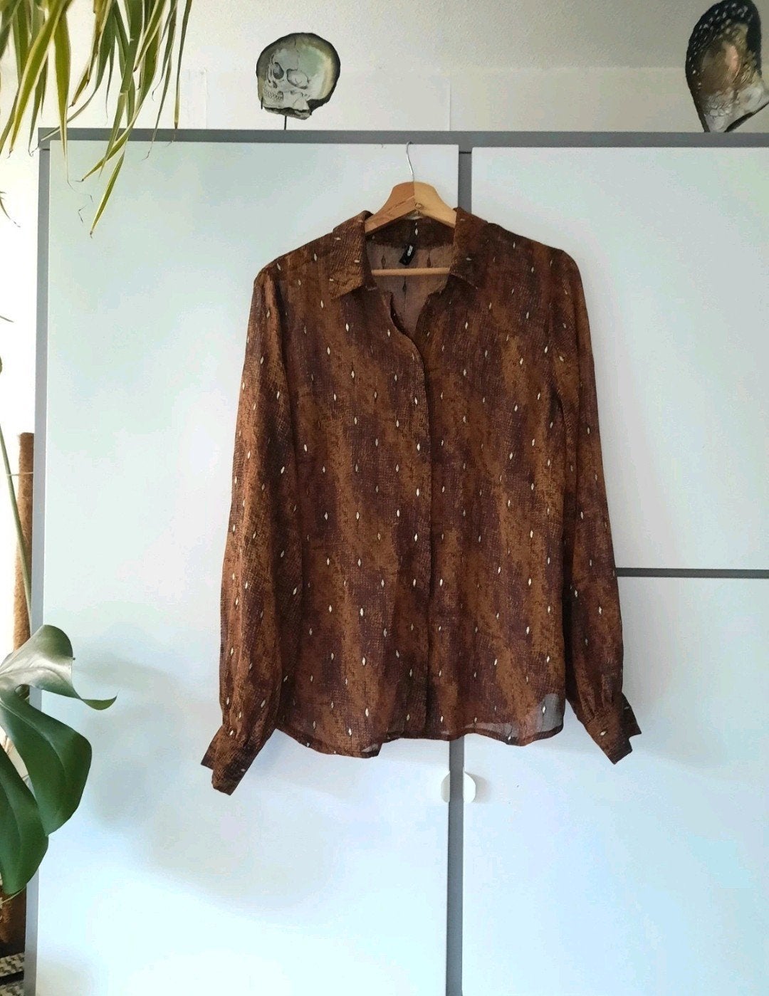 blouse van Eksept met slangenprint en gouden details, Bruin, Maat 42/44 (L), Ophalen of Verzenden, Zo goed als nieuw