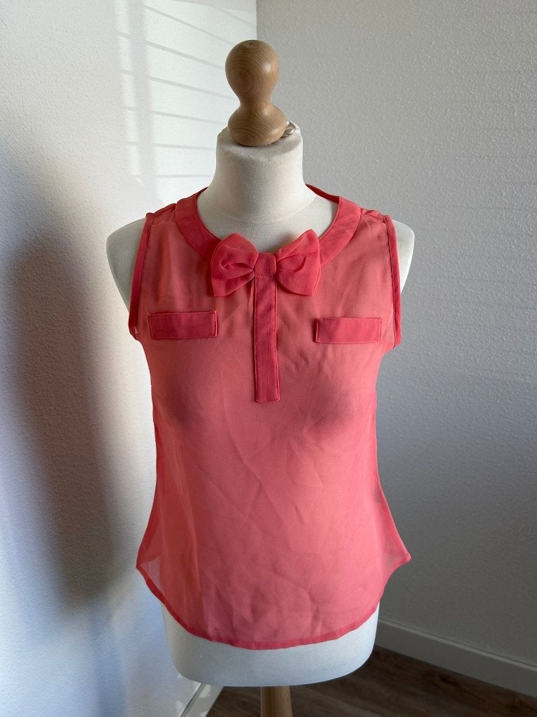 King Louie maat S koraal roze transparante top 359