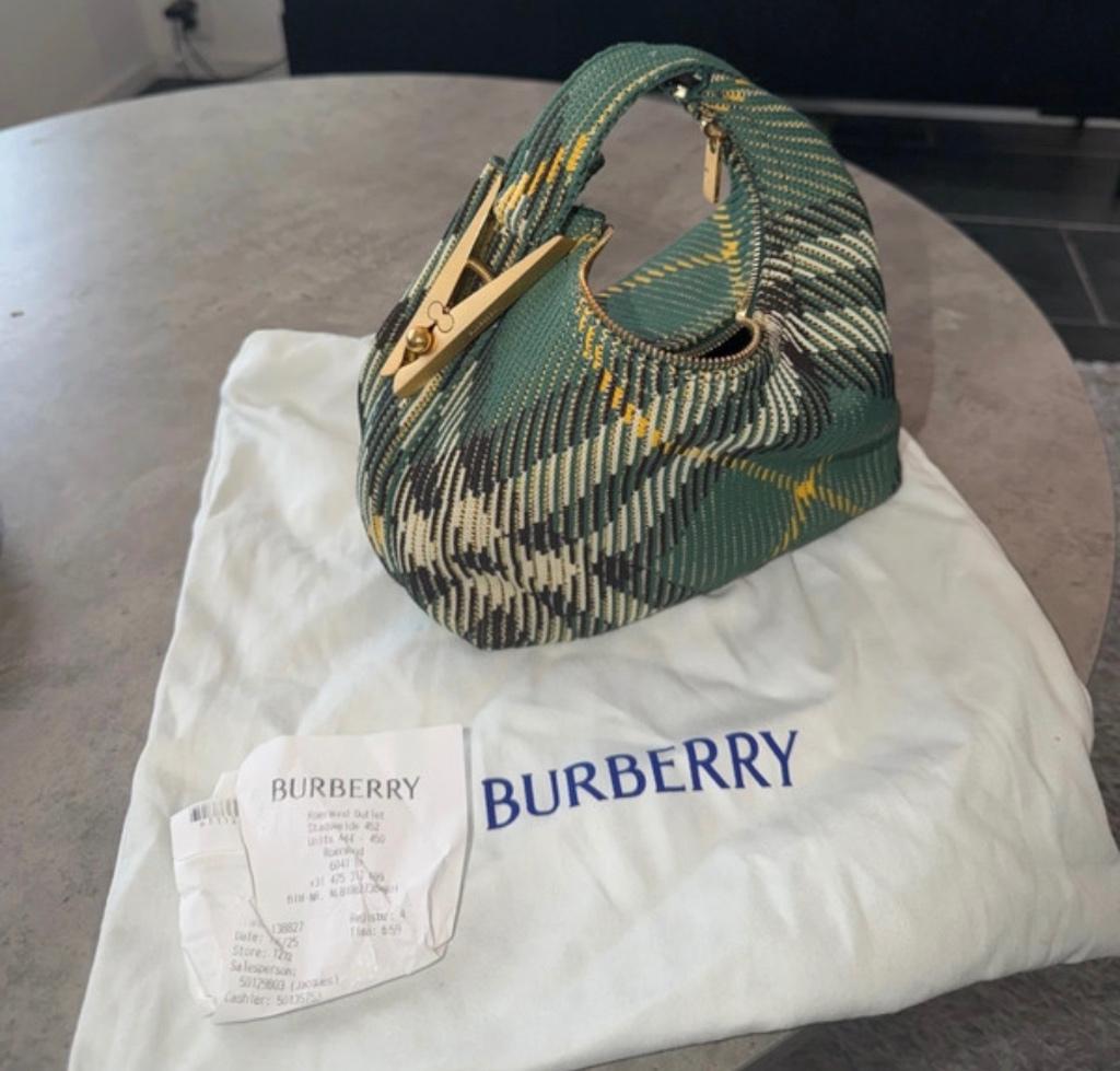 Burberry geruite tas, Ophalen of Verzenden, Zo goed als nieuw, Groen, Handtas