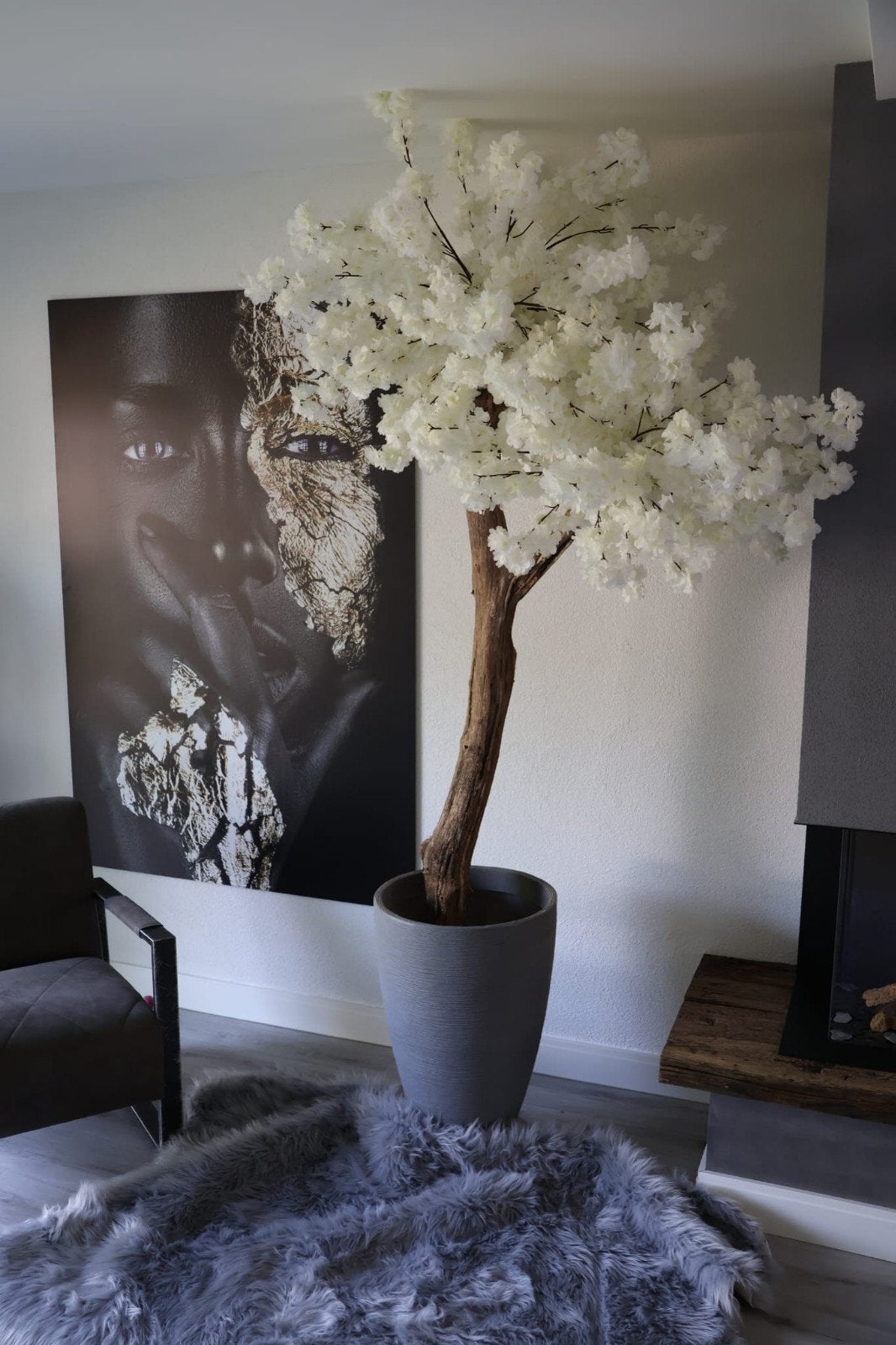 Echte oude stam vol mooie kunstbloemen, Ophalen, Nieuw