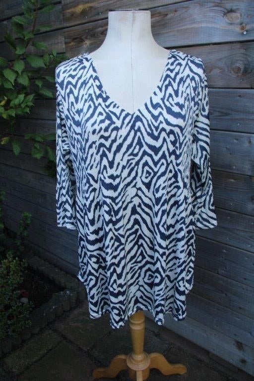 Tuniek creme/ blauw Paprika mt M/L (46/48) Vaste prijs, Blauw, Maat 46/48 (XL) of groter, Ophalen of Verzenden, Zo goed als nieuw