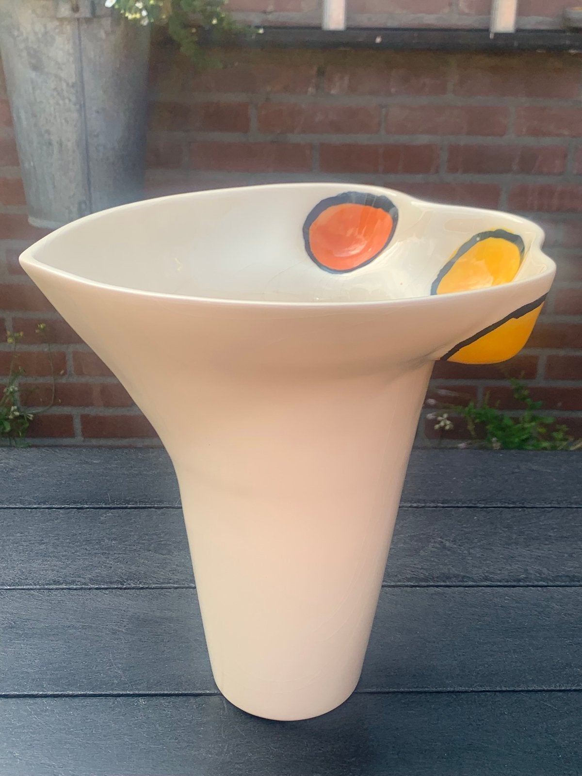 Handgemaakte vaas van keramiek van Gert de Mulder, Antiek en Kunst, Ophalen, Wit, Handgemaakt, Vaas