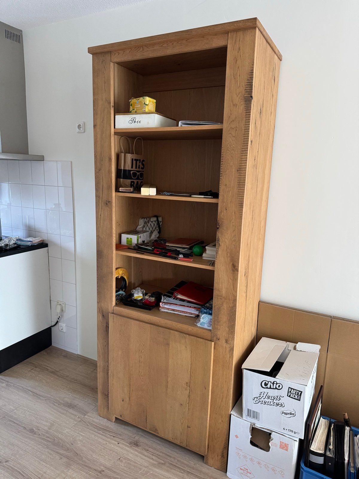 Eikenhouten kast gratis af te halen in Schaijk, Ophalen, Gebruikt, 100 tot 150 cm, Eikenhout