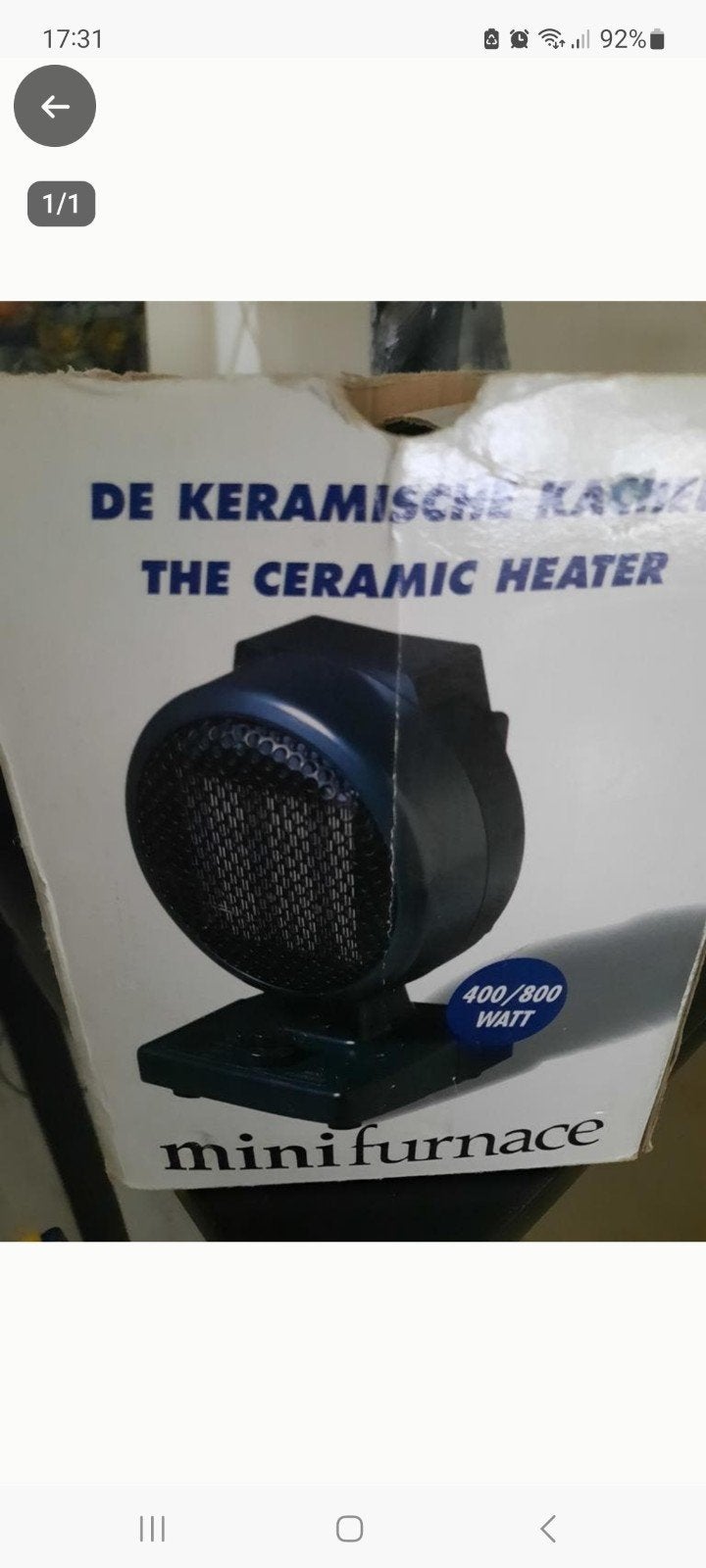 Keramische Kachel - Mini Furnace 400/800 Watt, Huis en Inrichting, Kachels, Gebruikt, Overige soorten, Elektrisch, Ophalen of Verzenden