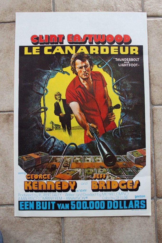 filmaffiche Clint Eastwood Thunderbolt Lightfoot filmposter, Rechthoekig Staand, Ophalen of Verzenden, Zo goed als nieuw, A1 t/m A3
