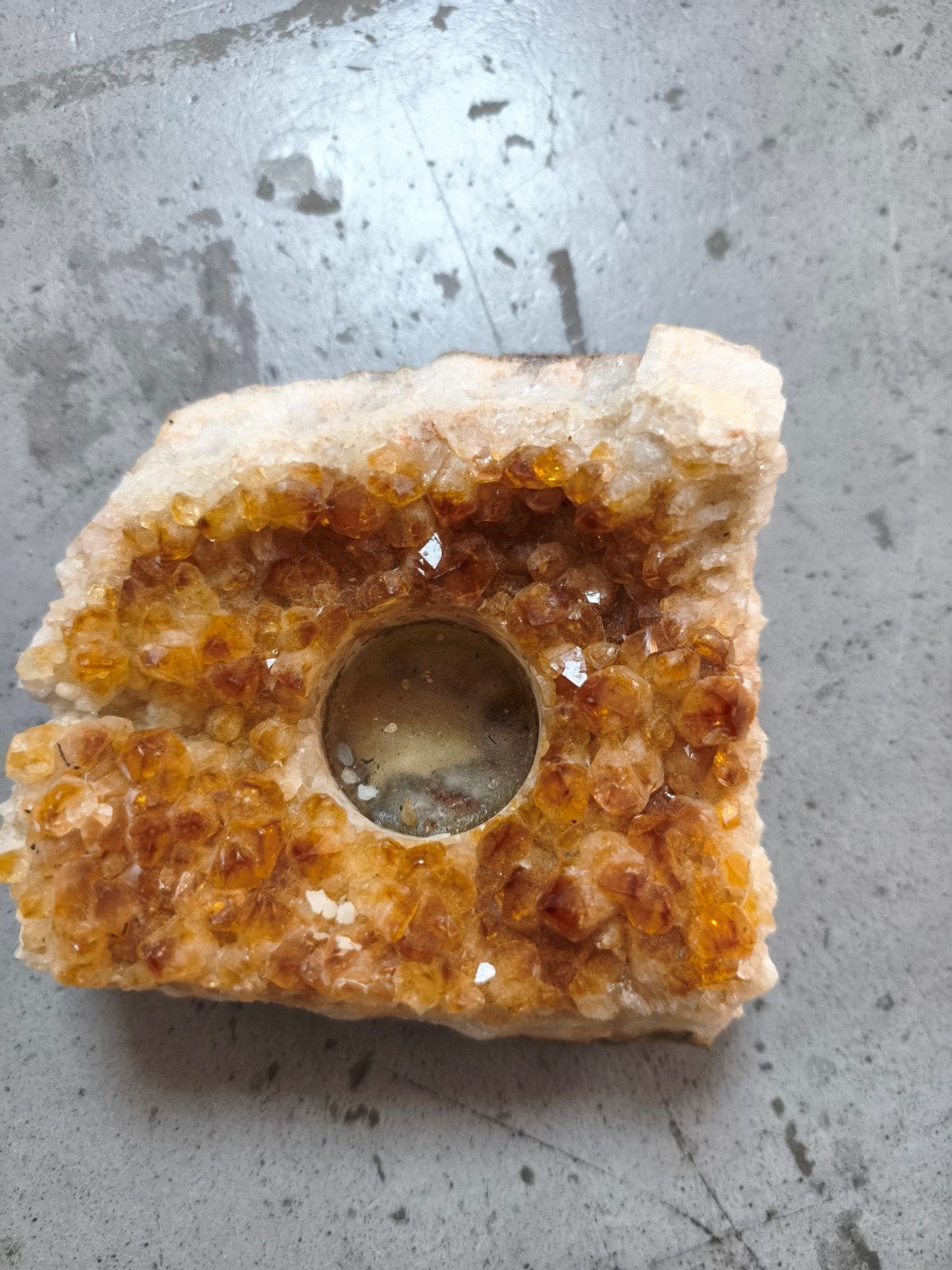 Citrien Kaarsenhouder - Natuurlijke Kristal Decoratie, Ophalen, Gebruikt, Meerkleurig, Natuurlijk materiaal