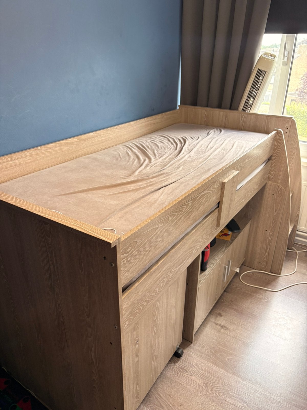 Bed, Ophalen, 90 cm, Eenpersoons, Wit