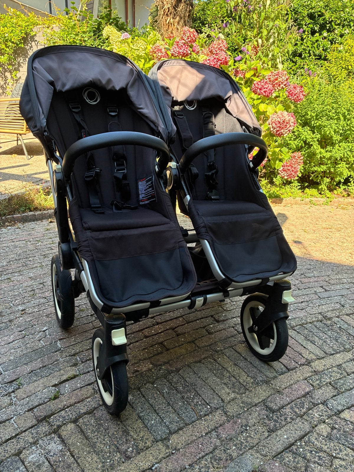 Bugaboo Donkey 2 Duo kinderwagen zwart met accessoires, Ophalen, Gebruikt, Combiwagen, Duowagen
