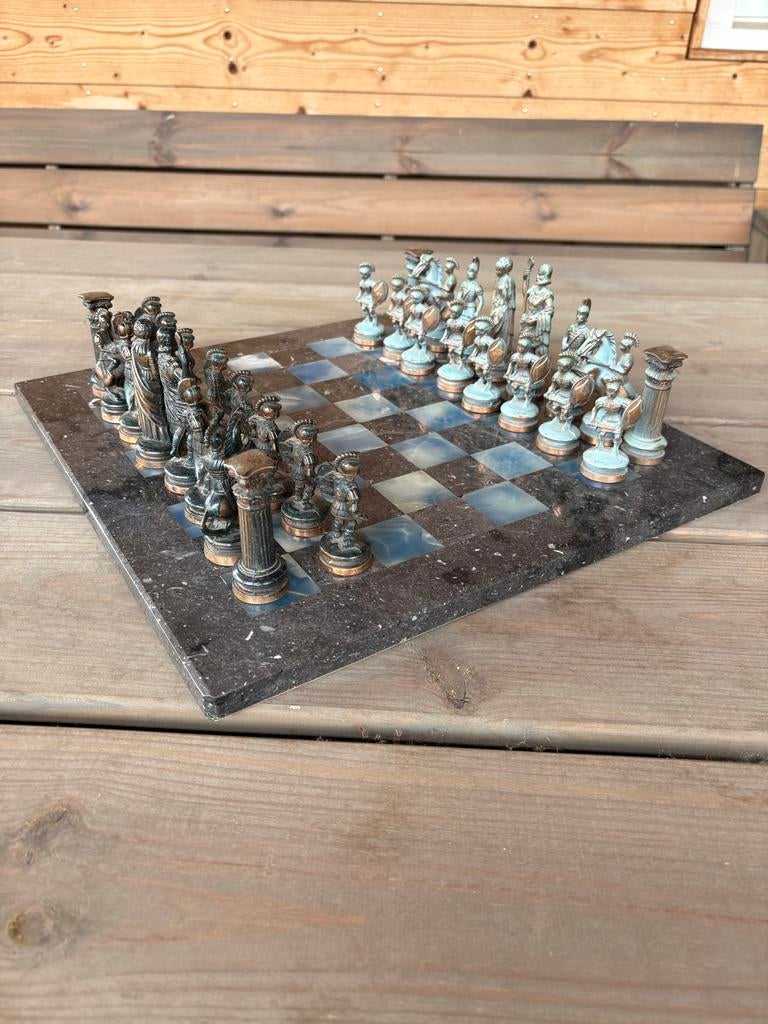 Schaakspel met stenen bord, Ophalen, Minder dan 500 stukjes, Zo goed als nieuw, Schaken