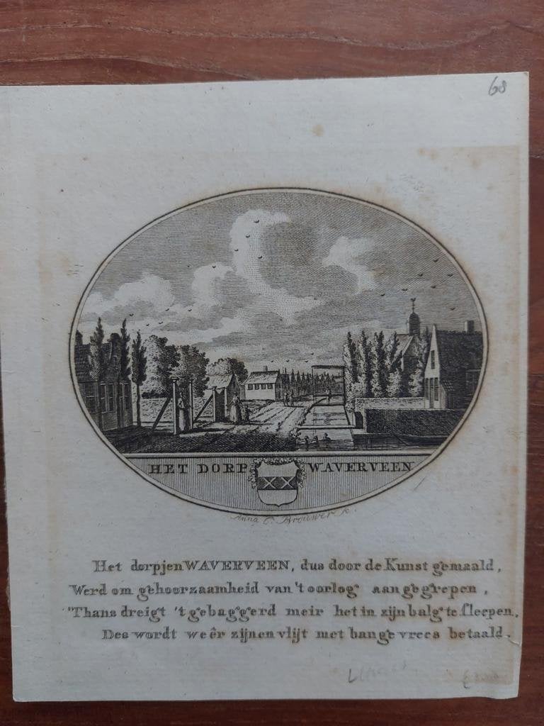 68 / Waverveen Gravure uit 1793 door Oleffen & Bakker, Ophalen of Verzenden