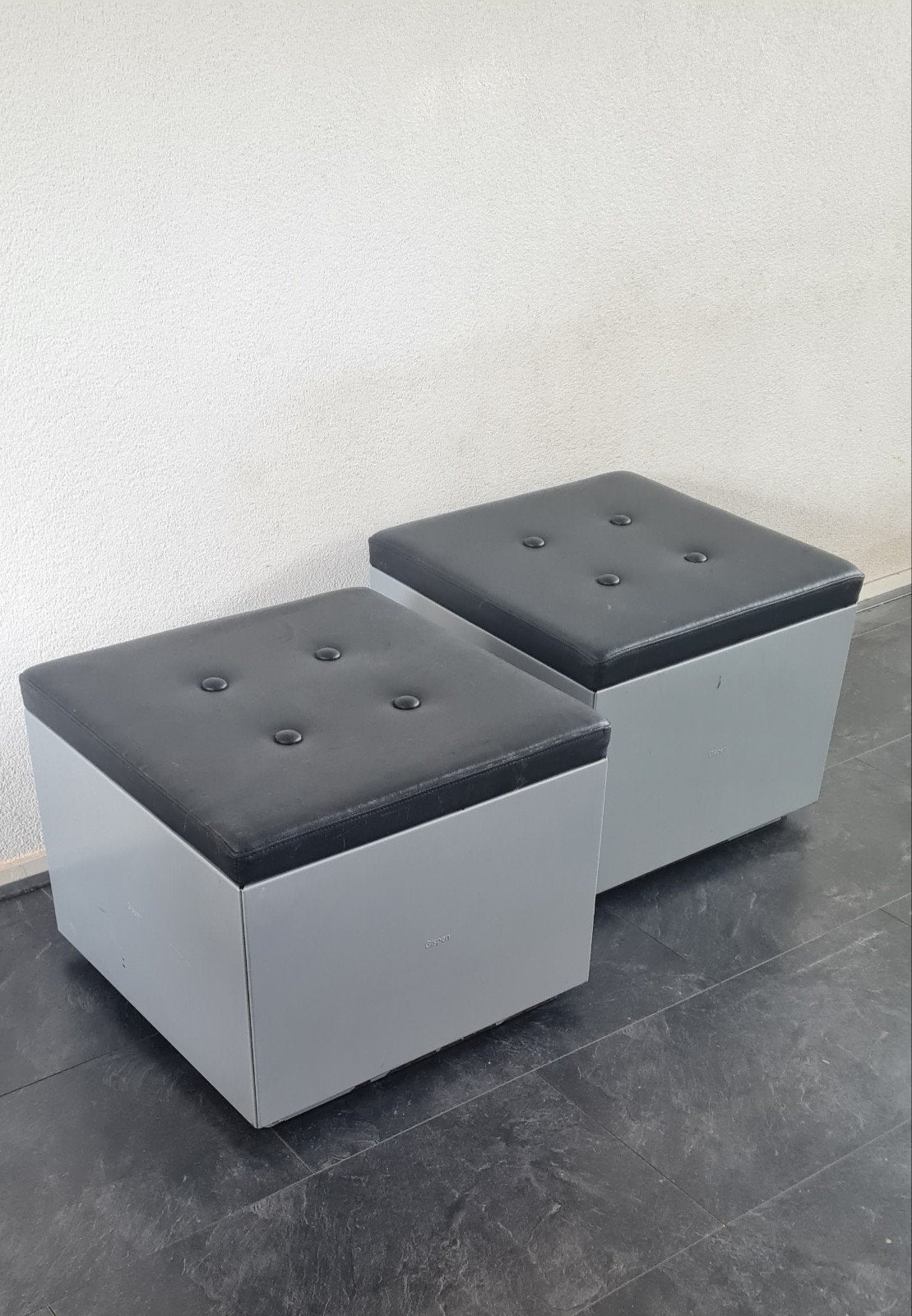 Mooie retro vintage Gispen Qube poef/hocker, Ophalen, Vierkant, 50 tot 75 cm