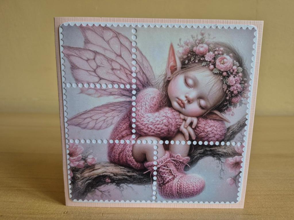 171a) zelfgemaakte kaart- Fairybells, Hobby en Vrije tijd, Kaarten | Zelfgemaakt, Ophalen of Verzenden, Nieuw, Overige thema's