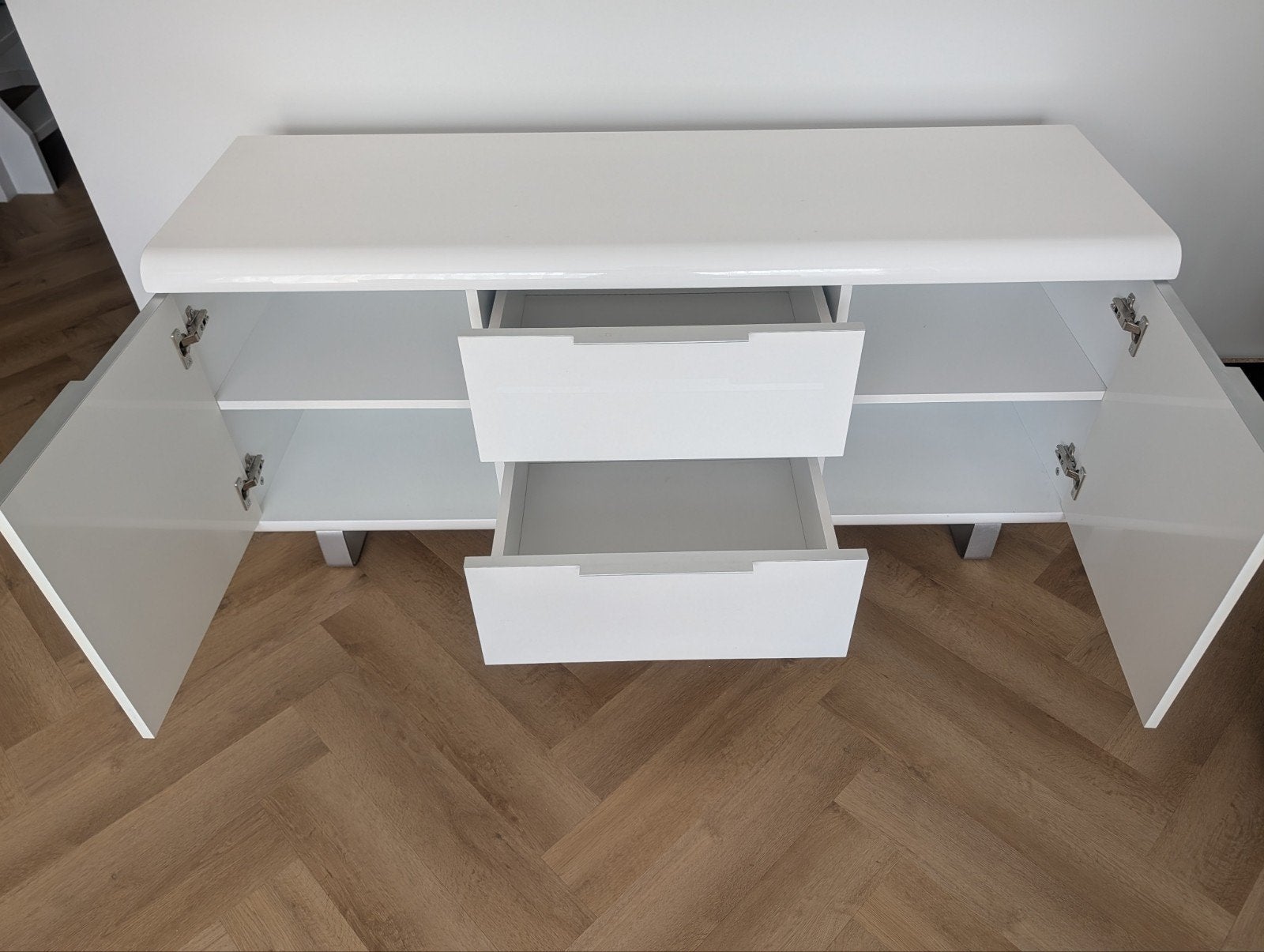 Dressoir hoogglans wit, Ophalen, Gebruikt, 100 tot 150 cm, Met lade(s)