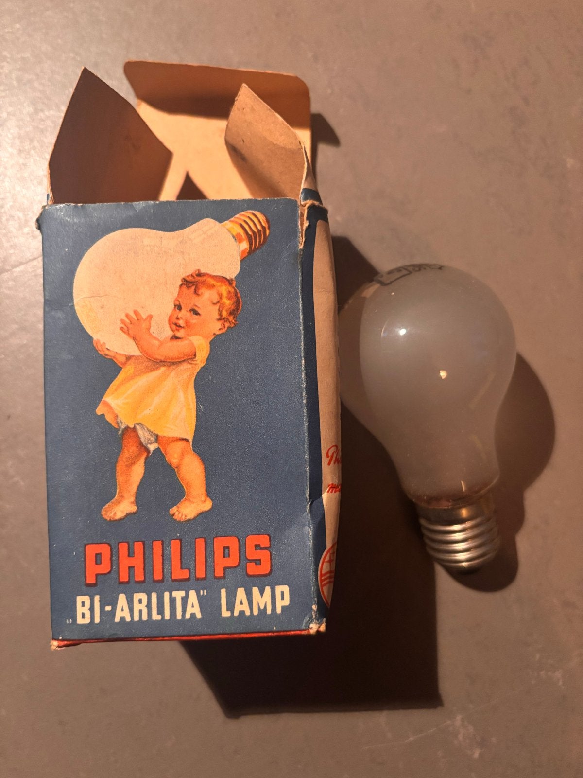Vintage Philips Bi-Arlita gloeilamp in originele doos, Ophalen of Verzenden