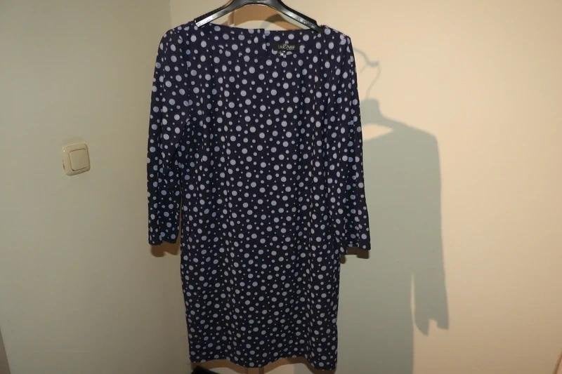 Ladress jurk stretch stof mooie print blauw knoopjes rugXS/S, Zo goed als nieuw, Knielengte, Verzenden, Blauw