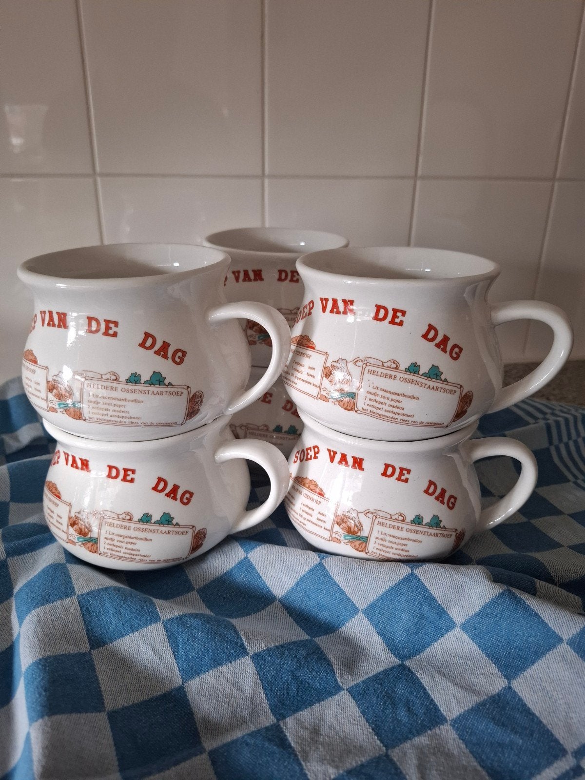 Vintage Soepkommen met Recepten (6 stuks), Ophalen of Verzenden
