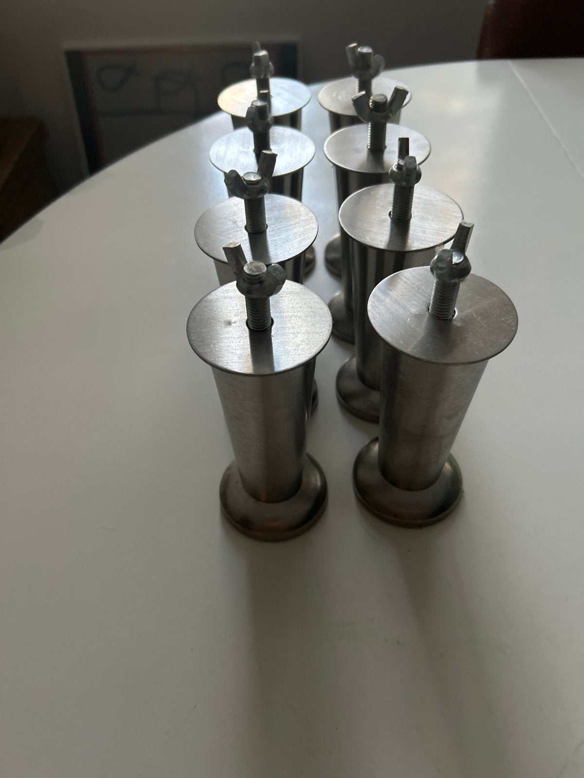 8x RVS meubelpoten, hoogte 125 mm, Ophalen of Verzenden, Gebruikt