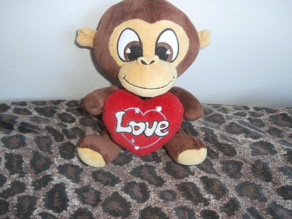 Knuffel aap knuffelaap met love hartje van Gamble Pleasure, Ophalen of Verzenden, Zo goed als nieuw, Overige typen