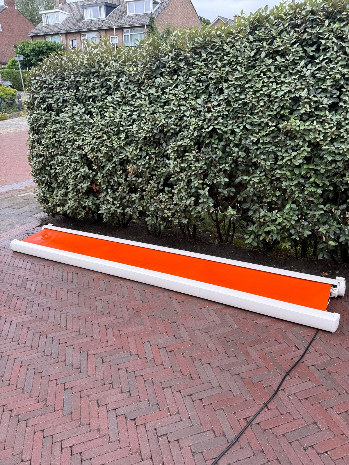 Knikarm zonnescherm met Somfy motor, Ophalen, Gebruikt, Elektrisch, 150 tot 300 cm