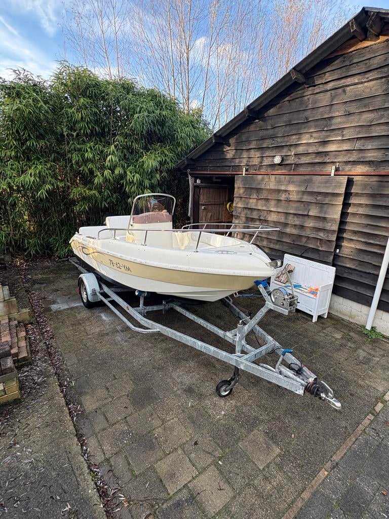 Consoleboot Gran Turismo 510 met 60pk Suzuki en trailer, Watersport en Boten, Vis- en Consoleboten, Ophalen, Gebruikt, Composieten
