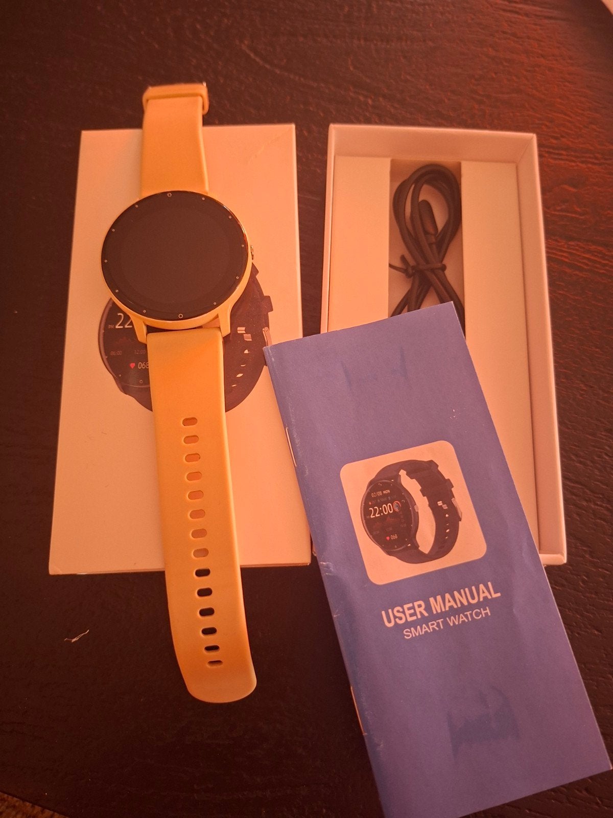Smartwatch Geel - Nieuw in doos met oplader en handleiding, Onbekend, Geel, Ophalen of Verzenden, Android