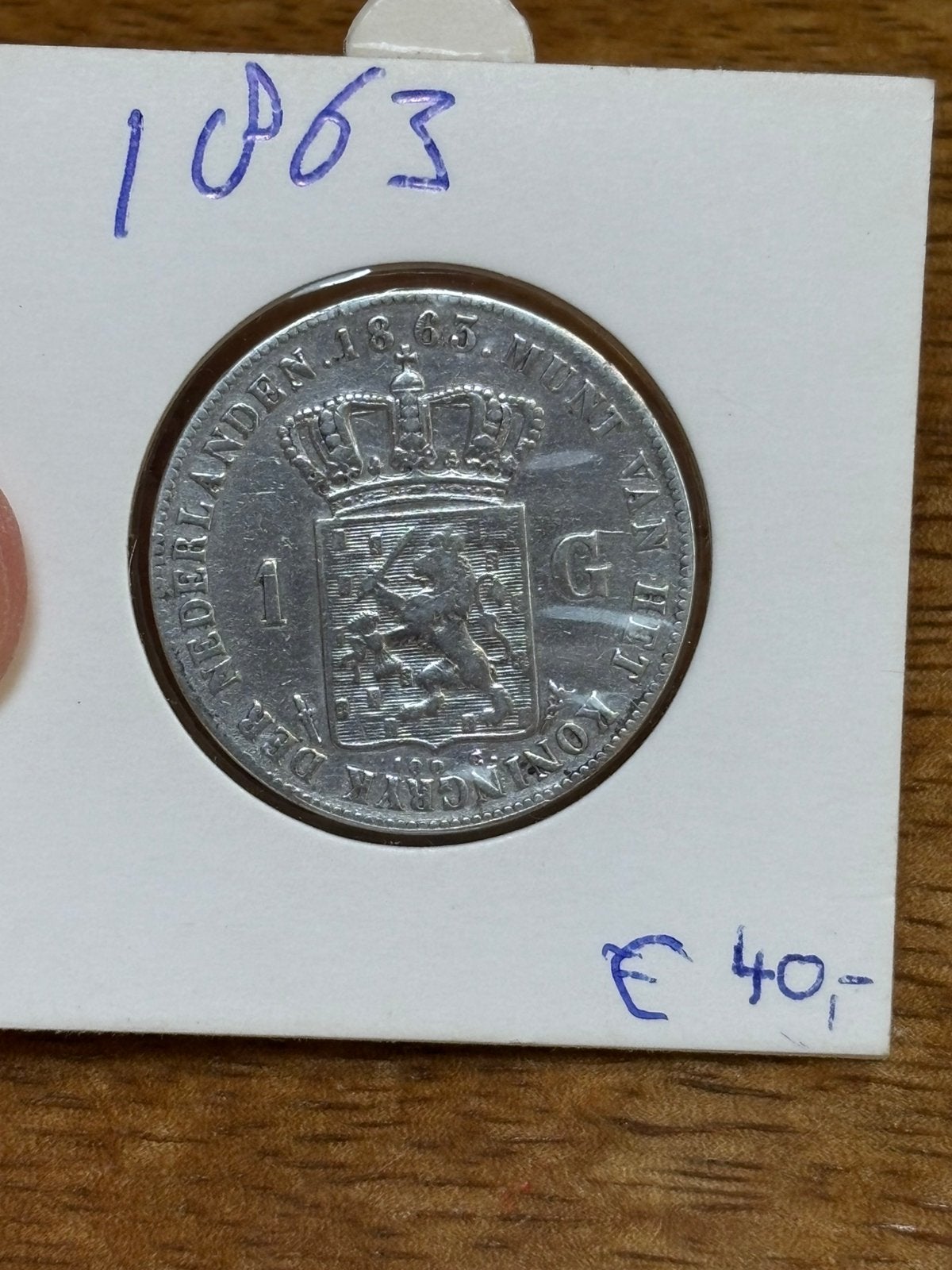 1 gulden 1863. Mooie, 1 gulden, Koning Willem III, Zilver, Ophalen of Verzenden
