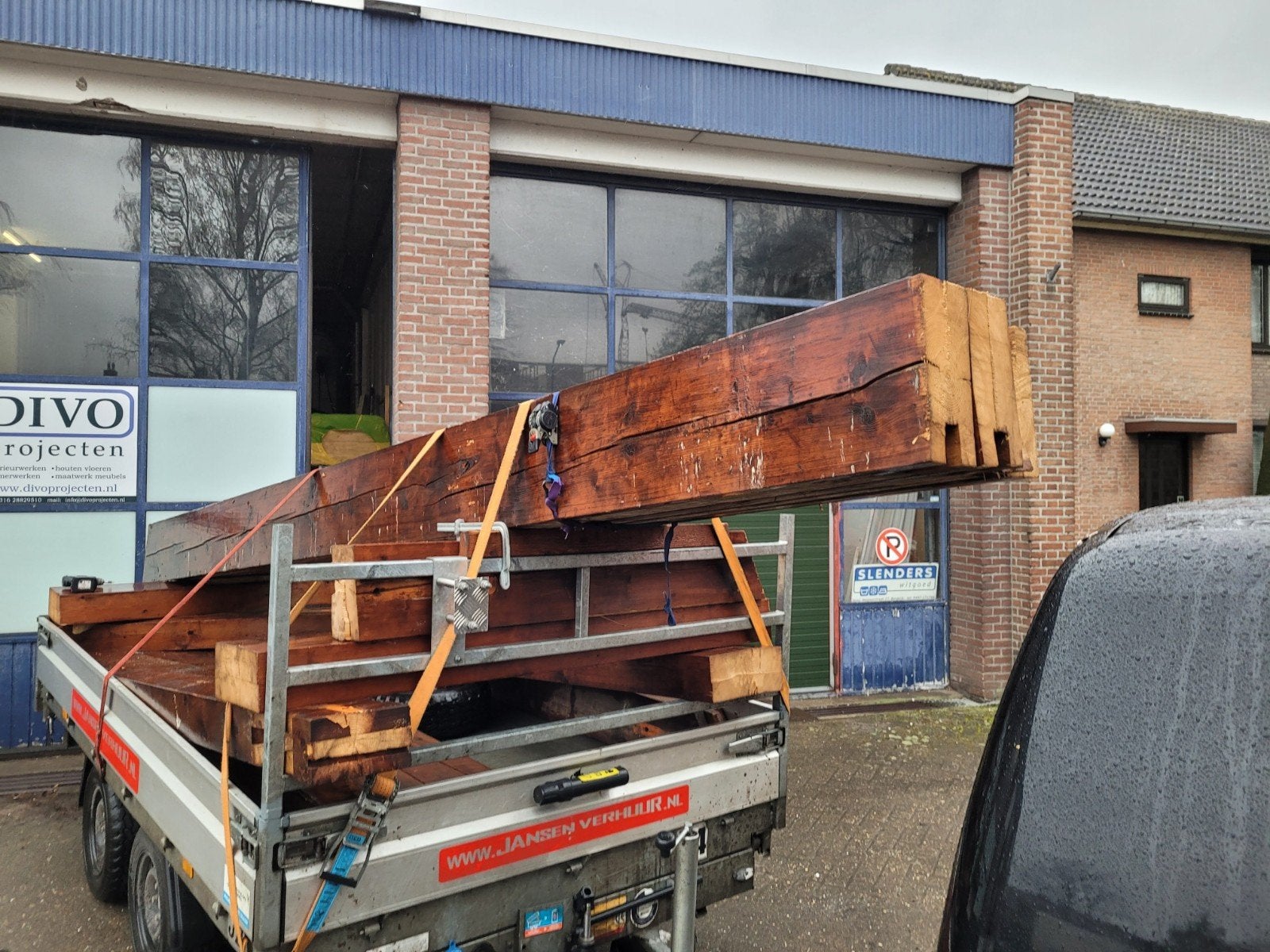 Partij oude kerk balken +/-16st tussen 3 en 3,6m lang, Doe-het-zelf en Verbouw, Hout en Planken, Ophalen, Gebruikt, Eiken, Balk