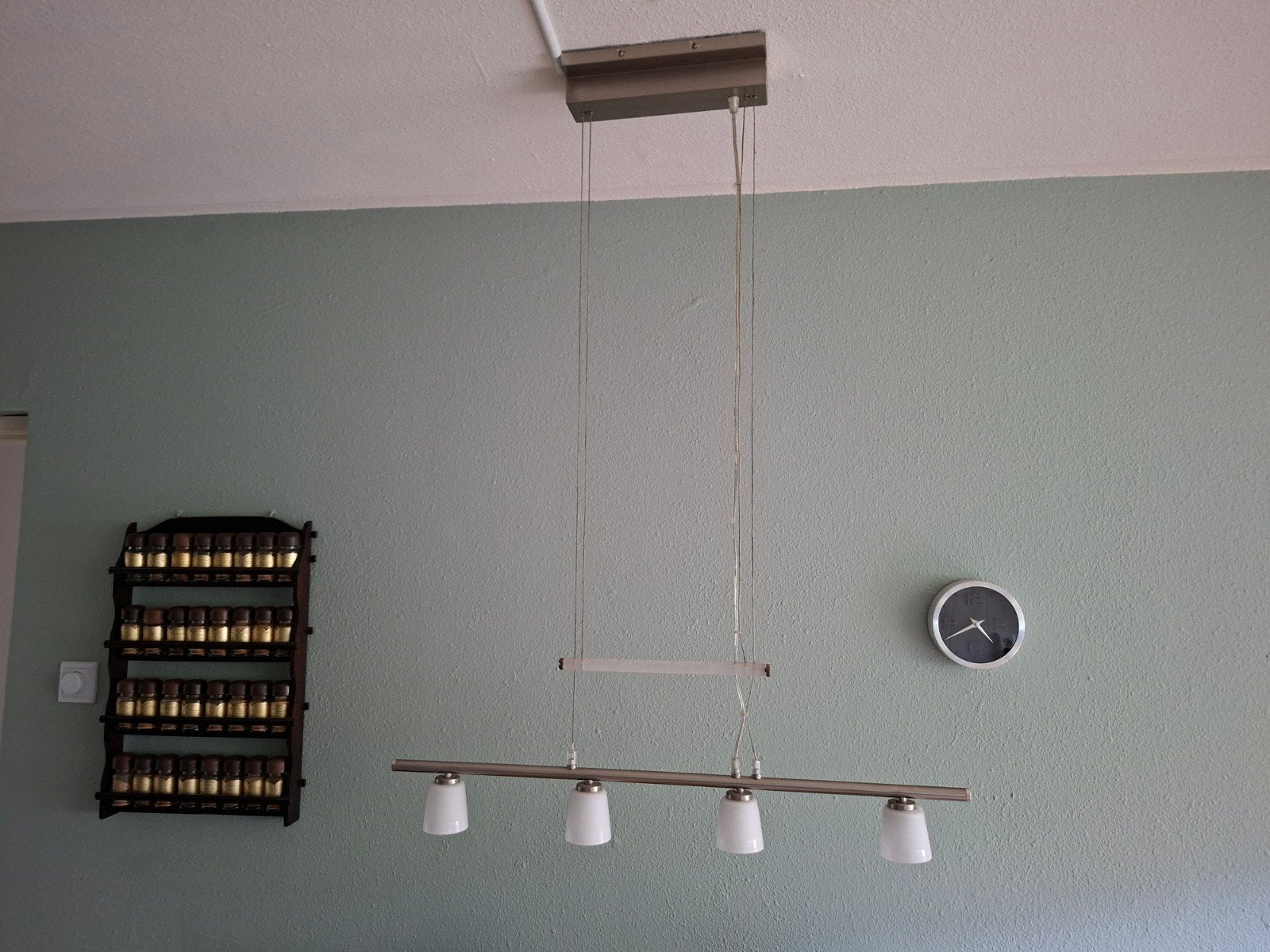IKEA plafondlamp met 4 spots, Ophalen, E14 (klein), Zo goed als nieuw, Glas