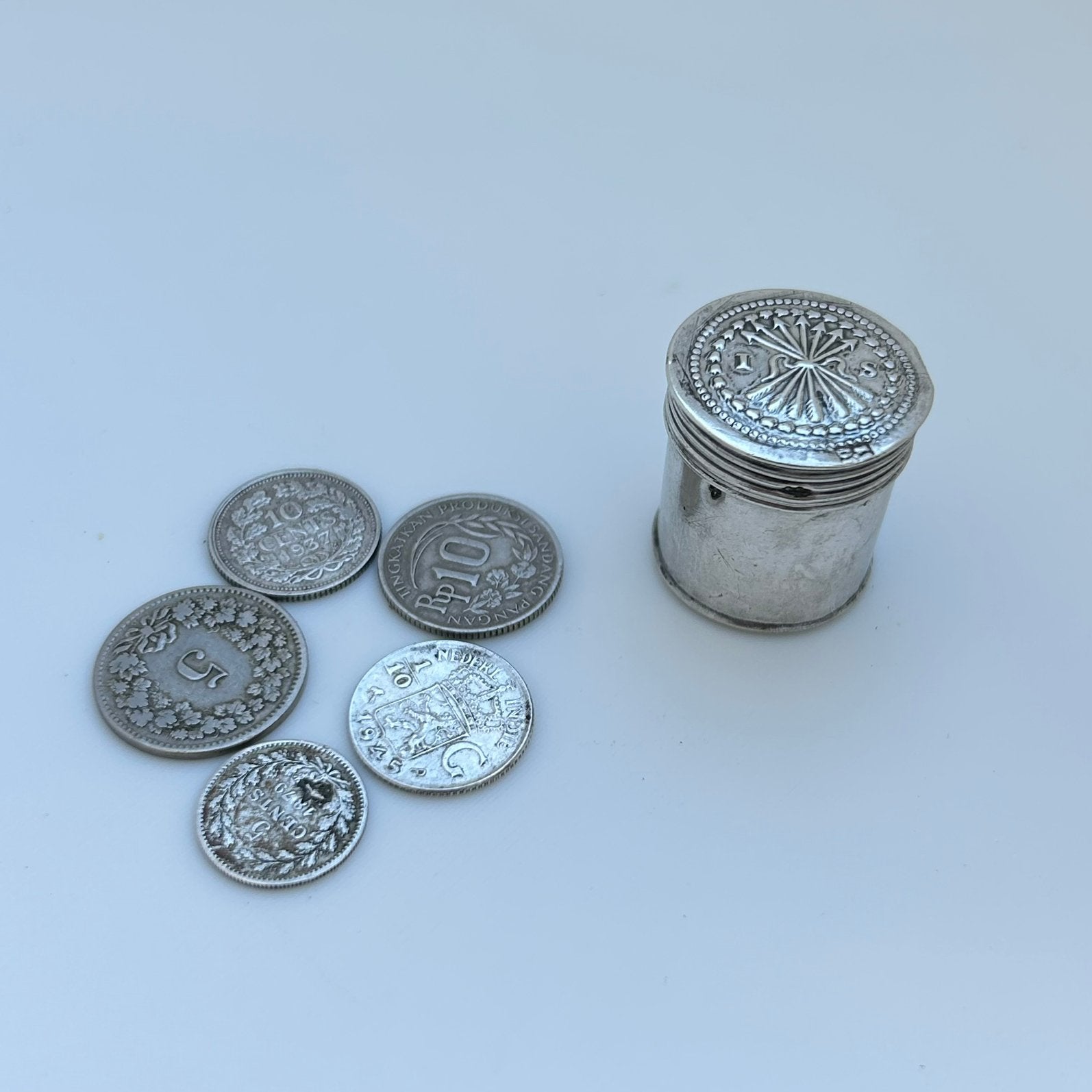 antiek Nederlands zilveren muntendoosje stuiverdoosje 1820, Ophalen of Verzenden, Zilver