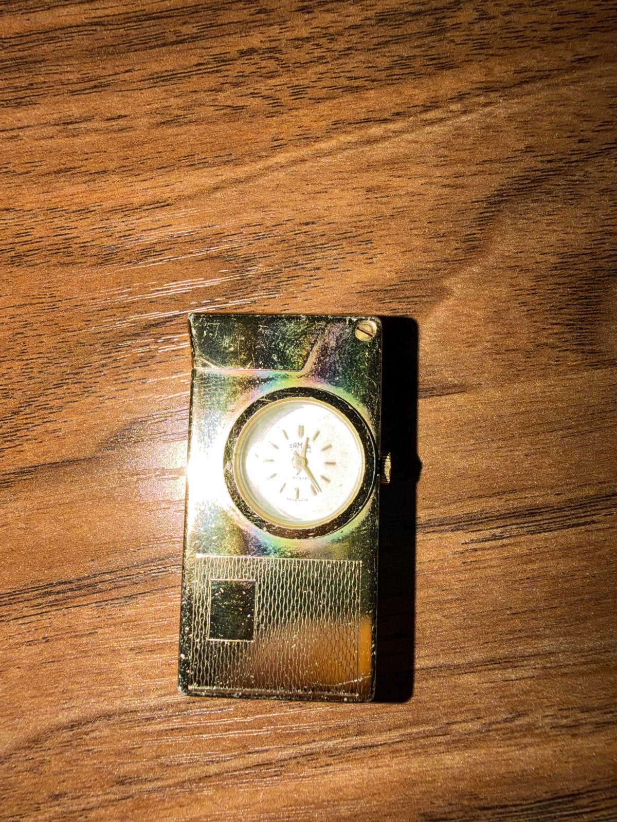 Vintage Riko aansteker met horloge - Verguld, Ophalen, Overige materialen, Verguld, 1960 of later