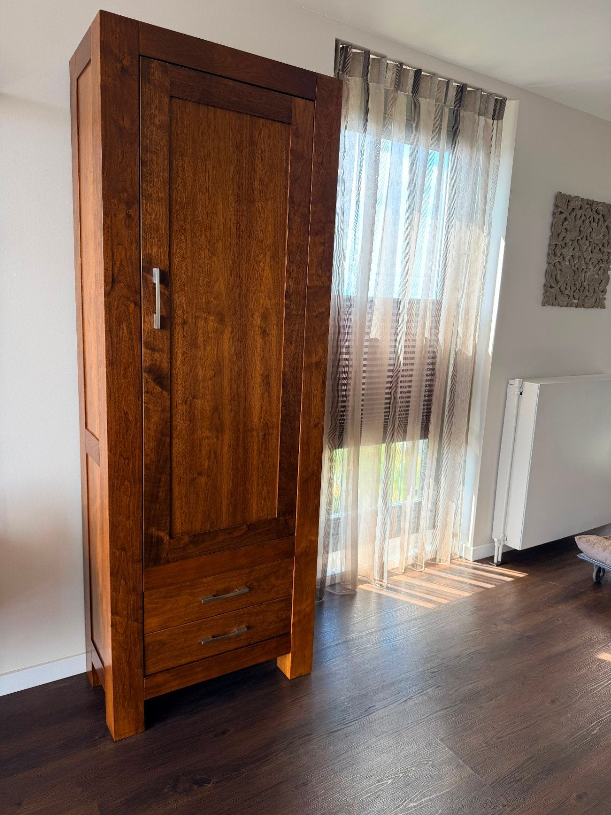 Maranti Houten Kast met Deur, Planken en Lades, Huis en Inrichting, Kasten | Kledingkasten, Ophalen, Gebruikt, Met deur(en), 200 cm of meer