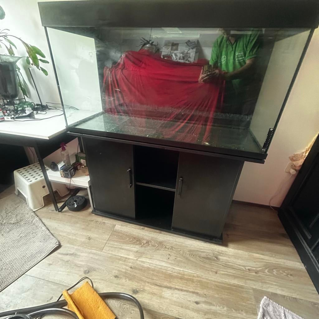 340 ltr aquarium, met verwarming, verlichting en meubel, Dieren en Toebehoren, Ophalen, Gebruikt, Inclusief deksel, Leeg aquarium