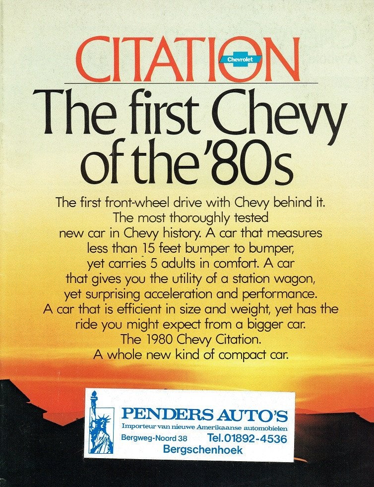 Folder Chevrolet Citation (1980), Verzenden, Gelezen, Chevrolet