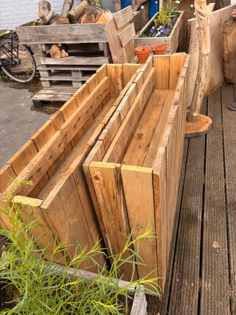 Houten plantenbakken van Het Behout, Ophalen, Gebruikt, Balkon, 60 tot 100 cm