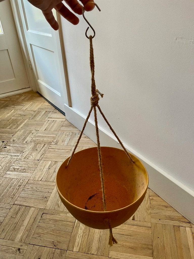 Hang plantenpot / bloempot – geel., Tuin en Terras, Bloempotten, Ophalen, Kunststof, Gebruikt, Rond