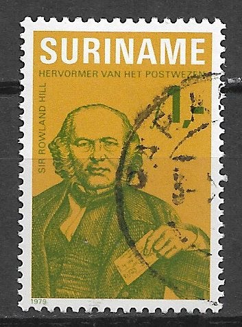Suriname 1979 100e sterfdag sir Rowland Hill, Postzegels en Munten, Verzenden, Gestempeld