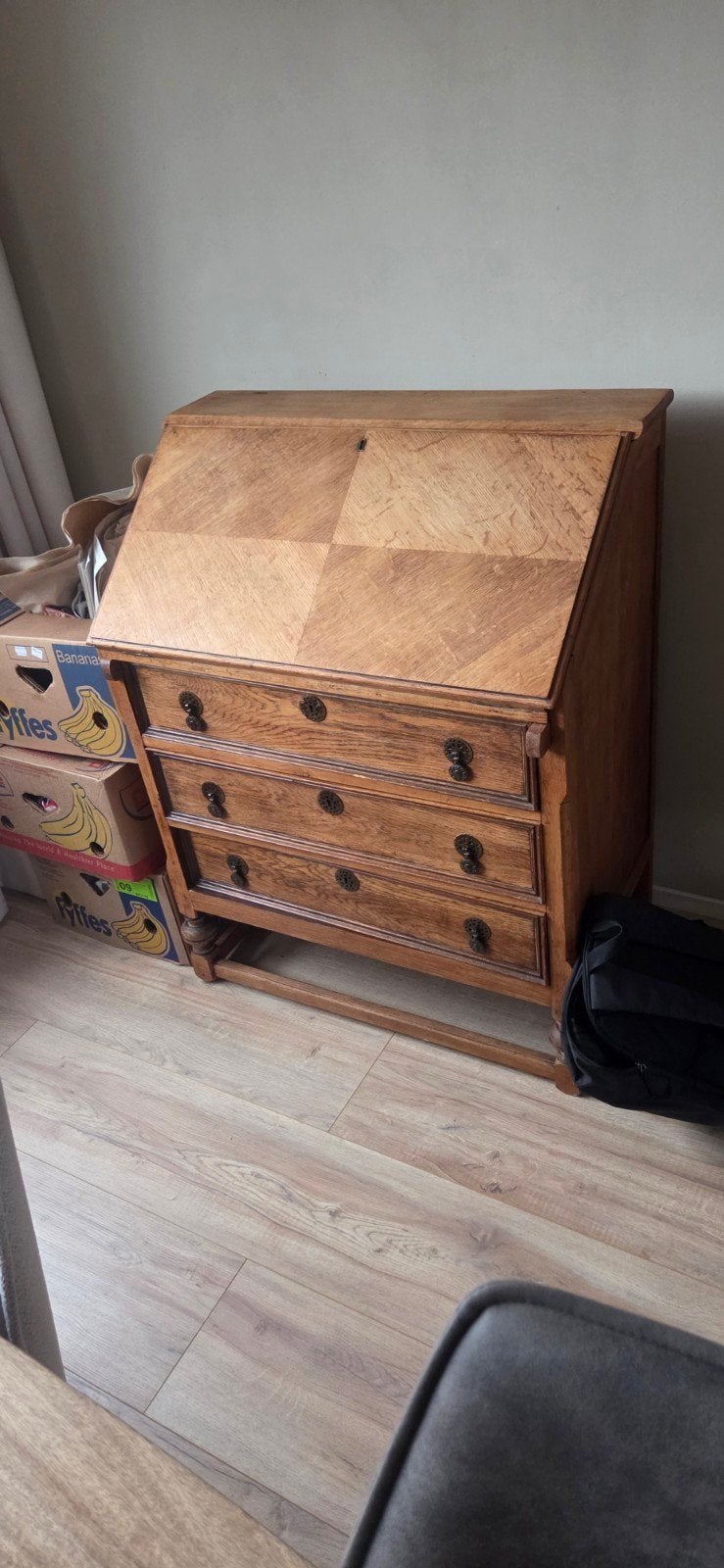 Antiek Eikenhouten Bureau met Lades, Antiek en Kunst, Ophalen