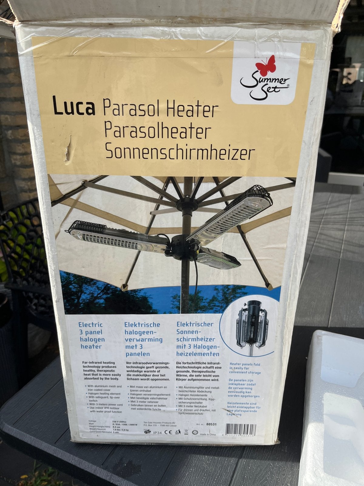 Luca Parasol Heater - Elektrische Halogeen Verwarming, Ophalen, Nieuw, Elektrisch, Parasol